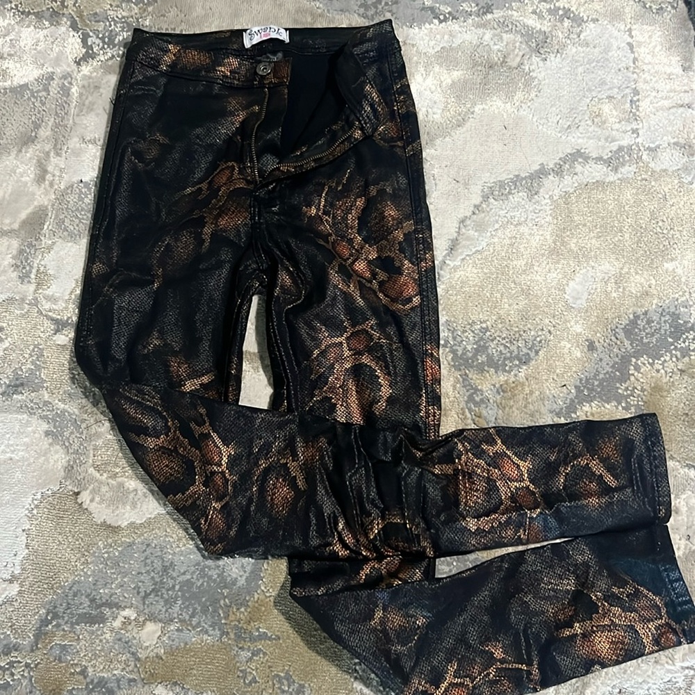 Faux leather snake skin pants